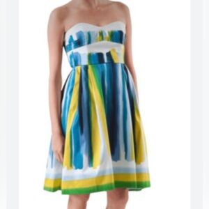 Calvin Klein Brushstroke Stripe Strapless Dress Size 8 Multicolor